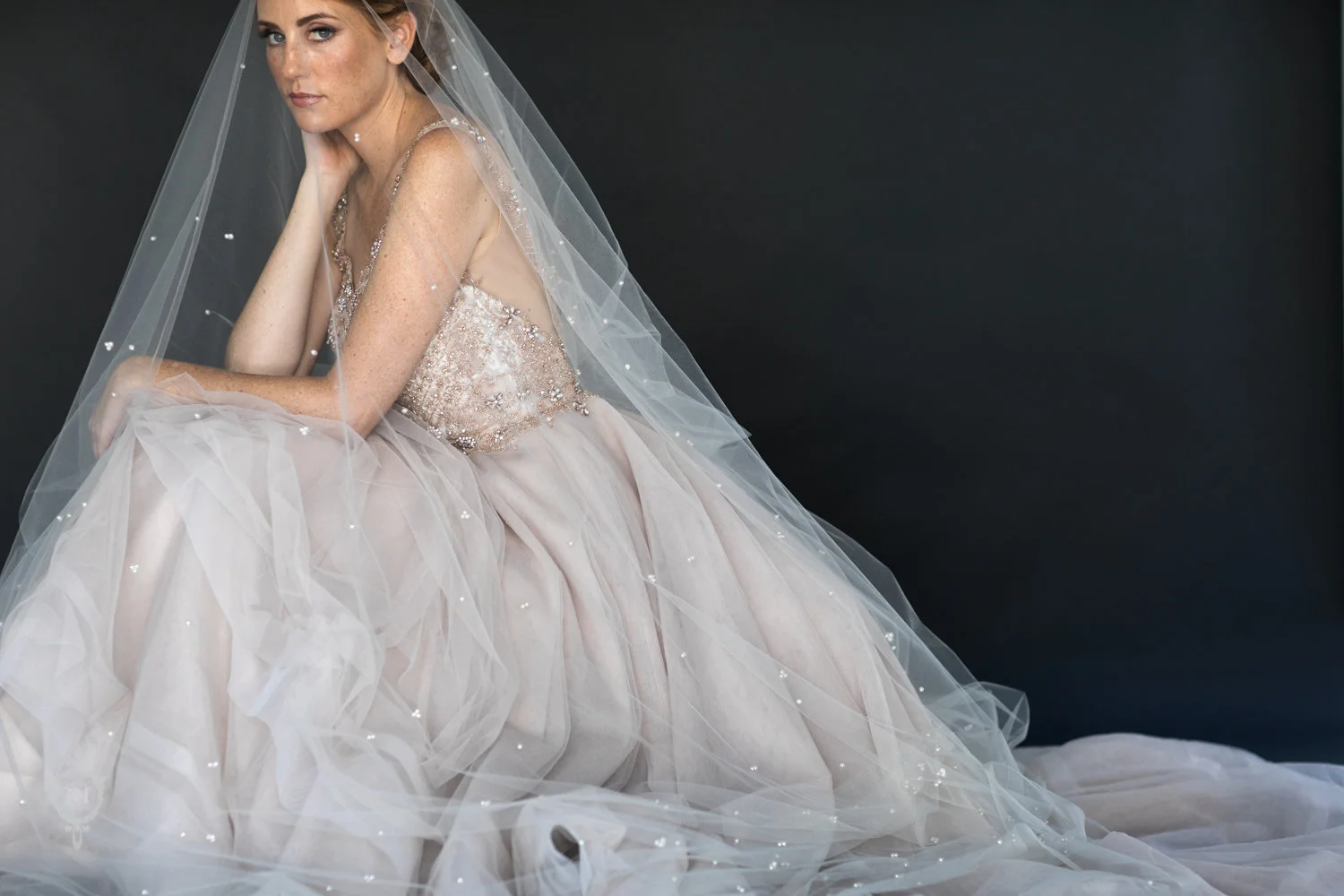 Beaded crystal and pearl scatter cathedral Cockles & Belles bridal